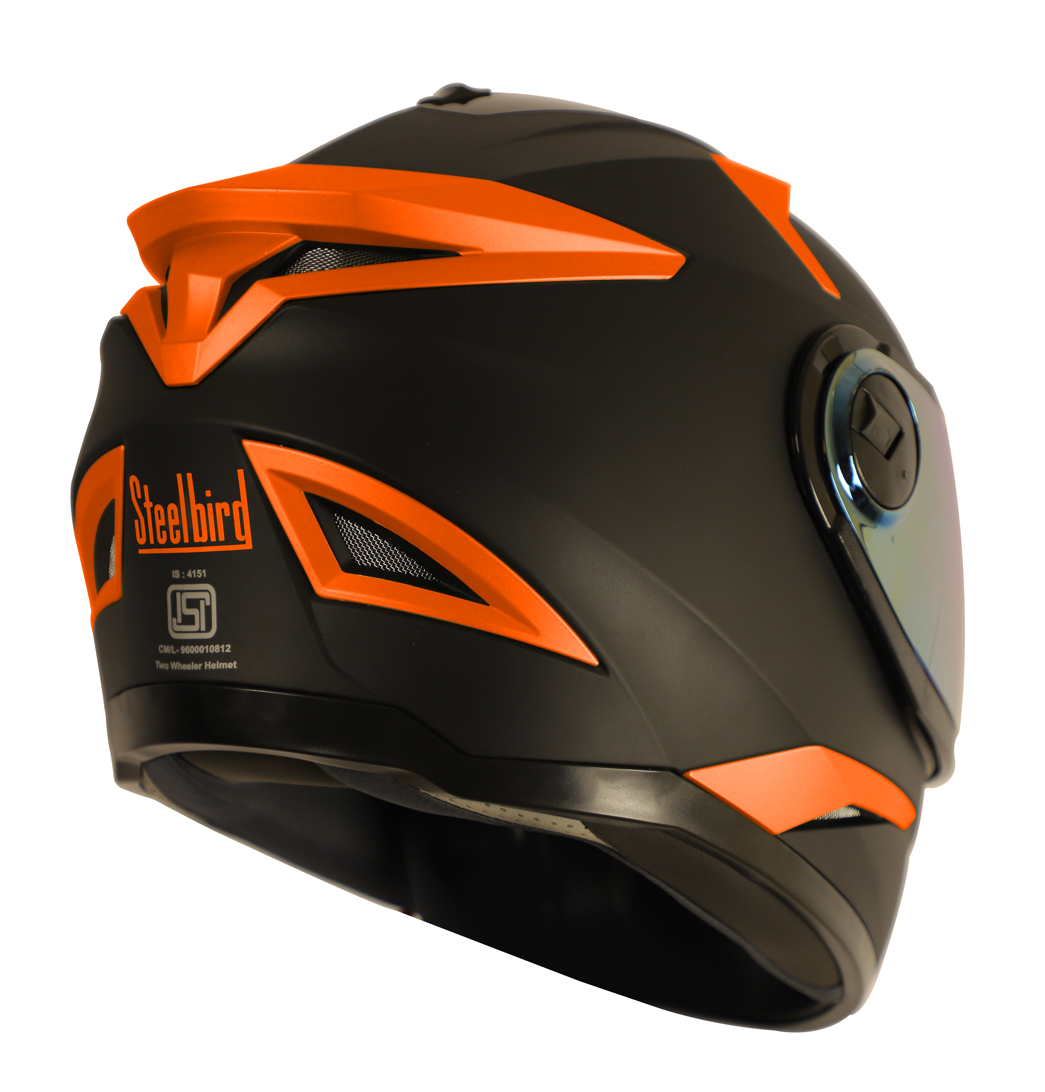 SBH-17 ROBOT FLUORESCENT EDITION MAT BLACK WITH FLUO ORANGE (FITTED WITH CLEAR VISOR EXTRA GOLD CHROME VISOR)